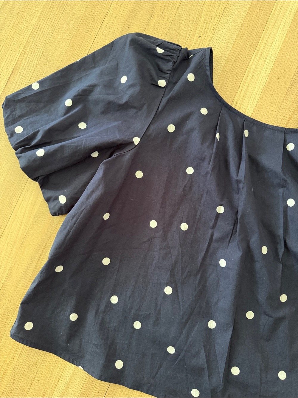Anthropologie Maeve Navy Polka Dot Puff Sleeve Top - XL REVERSIBLE - Picture 6 of 11